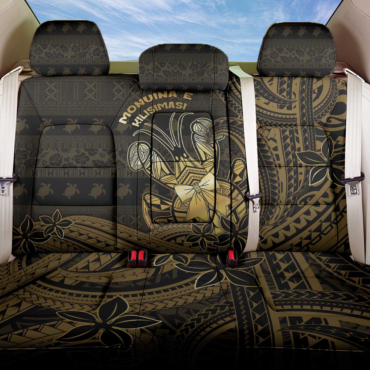 Niue Christmas Back Car Seat Cover Niuean Crab Xmas Tribal Waves - Polynesian Pride