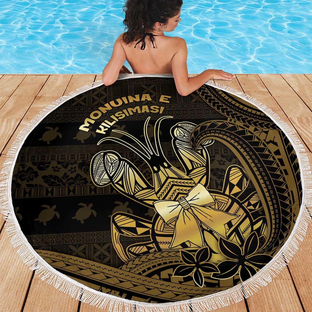 Niue Christmas Beach Blanket Niuean Crab Xmas Tribal Waves - Polynesian Pride