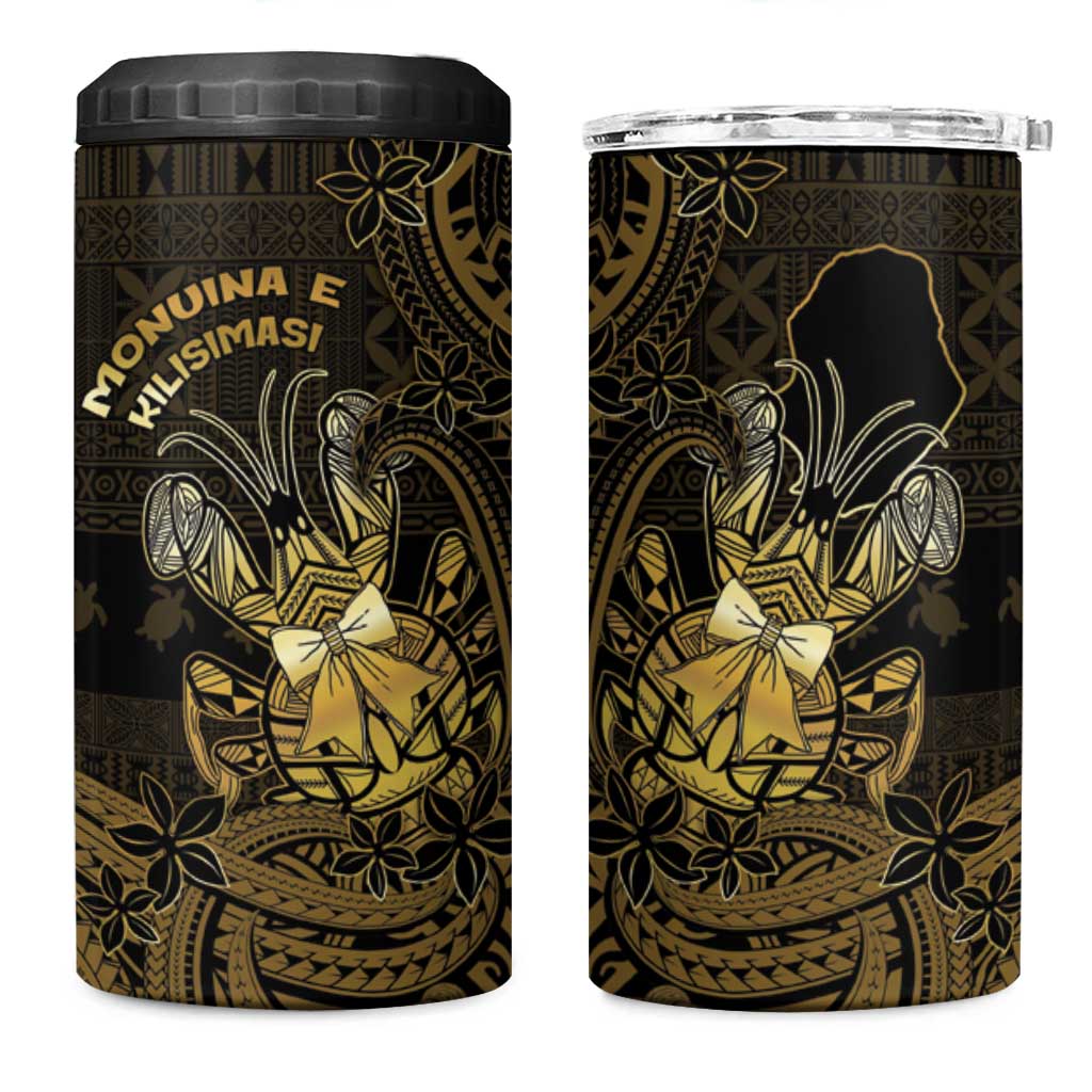 Niue Christmas 4 in 1 Can Cooler Tumbler Niuean Crab Xmas Tribal Waves - Polynesian Pride