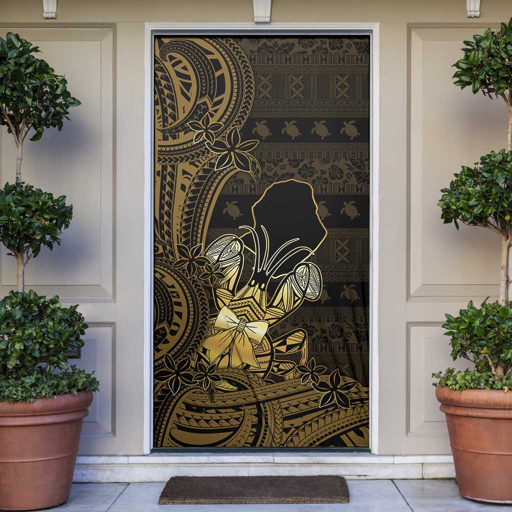 Niue Christmas Door Cover Niuean Crab Xmas Tribal Waves - Polynesian Pride