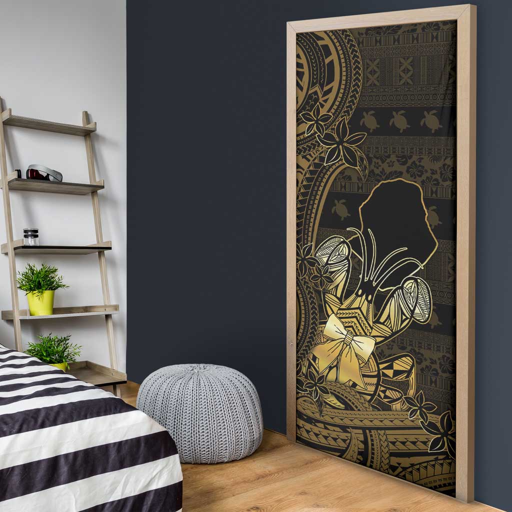 Niue Christmas Door Cover Niuean Crab Xmas Tribal Waves - Polynesian Pride