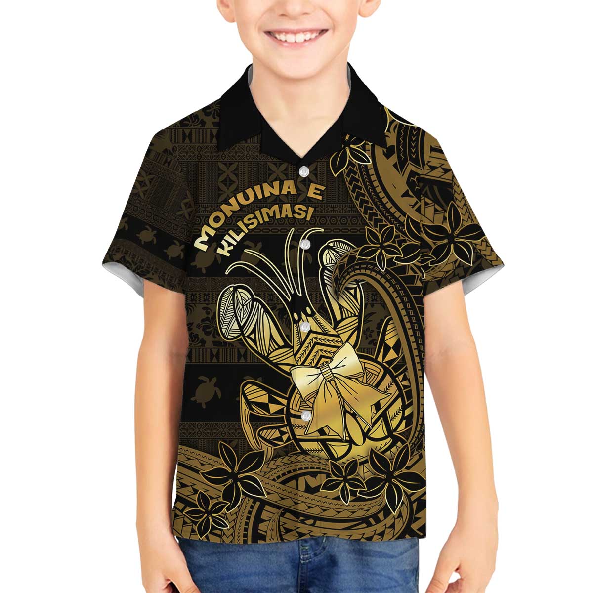 Niue Christmas Family Matching Off The Shoulder Long Sleeve Dress and Hawaiian Shirt Niuean Crab Xmas Tribal Waves - Polynesian Pride