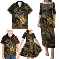 Niue Christmas Family Matching Puletasi and Hawaiian Shirt Niuean Crab Xmas Tribal Waves - Polynesian Pride