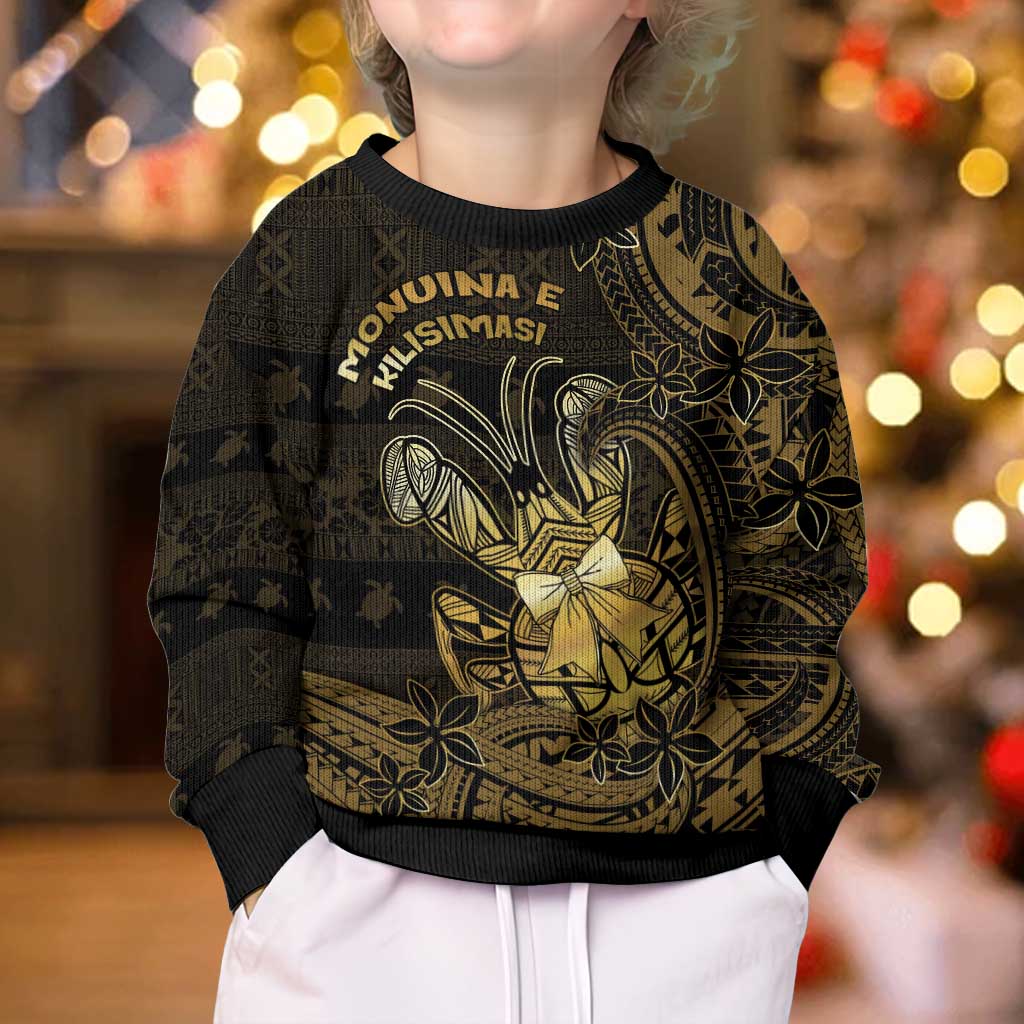 Niue Christmas Kid Ugly Christmas Sweater Niuean Crab Xmas Tribal Waves - Polynesian Pride