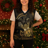 Niue Christmas Knitted V-Neck Vest Niuean Crab Xmas Tribal Waves - Polynesian Pride