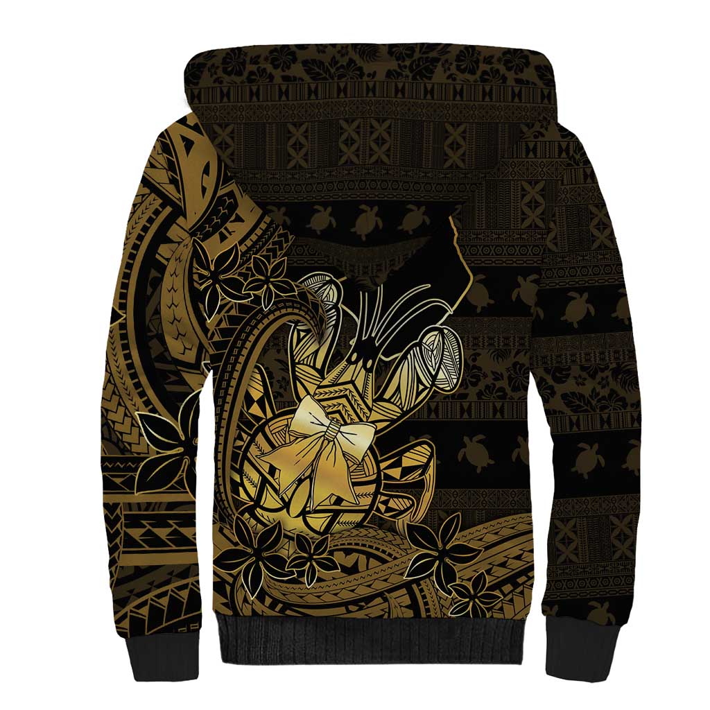 Niue Christmas Sherpa Hoodie Niuean Crab Xmas Tribal Waves - Polynesian Pride