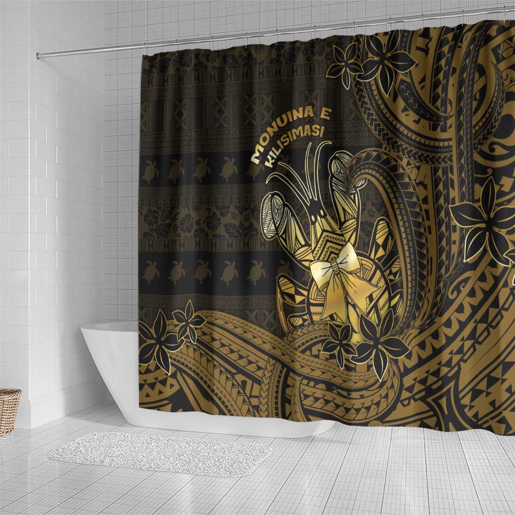 Niue Christmas Shower Curtain Niuean Crab Xmas Tribal Waves - Polynesian Pride