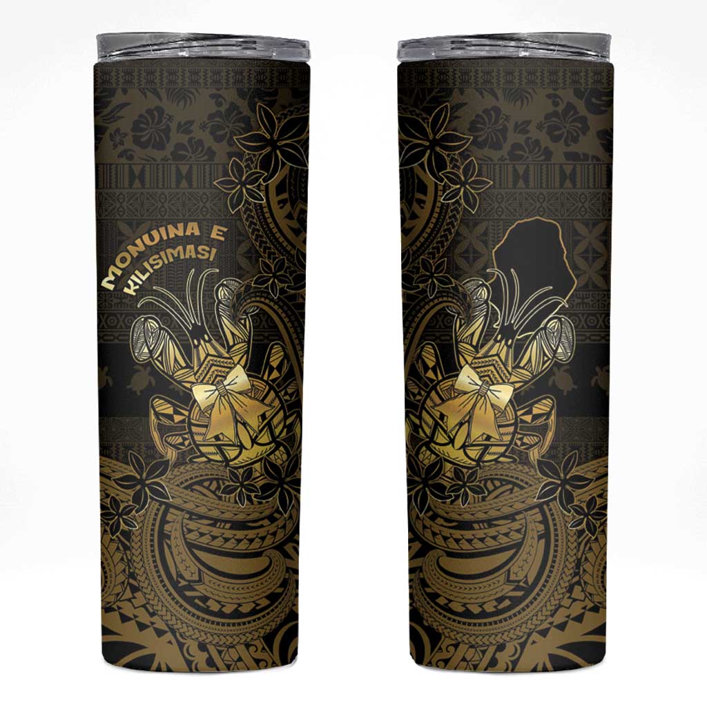 Niue Christmas Skinny Tumbler Niuean Crab Xmas Tribal Waves - Polynesian Pride