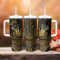 Niue Christmas Tumbler With Handle Niuean Crab Xmas Tribal Waves - Polynesian Pride