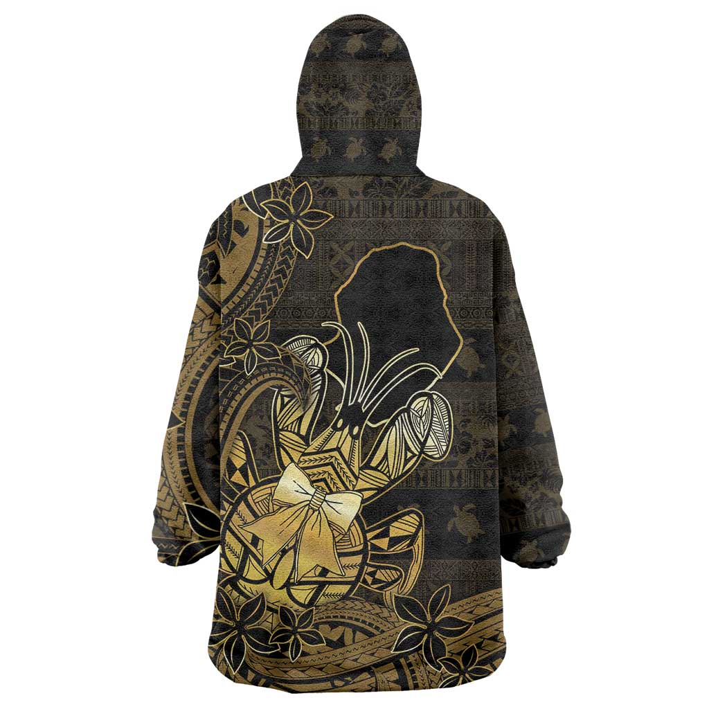 Niue Christmas Wearable Blanket Hoodie Niuean Crab Xmas Tribal Waves - Polynesian Pride