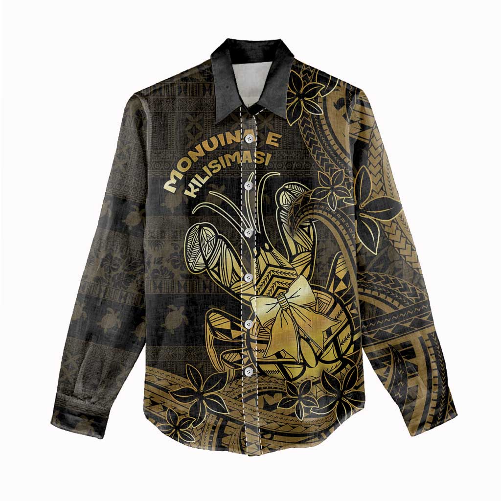 Niue Christmas Women Casual Shirt Niuean Crab Xmas Tribal Waves - Polynesian Pride