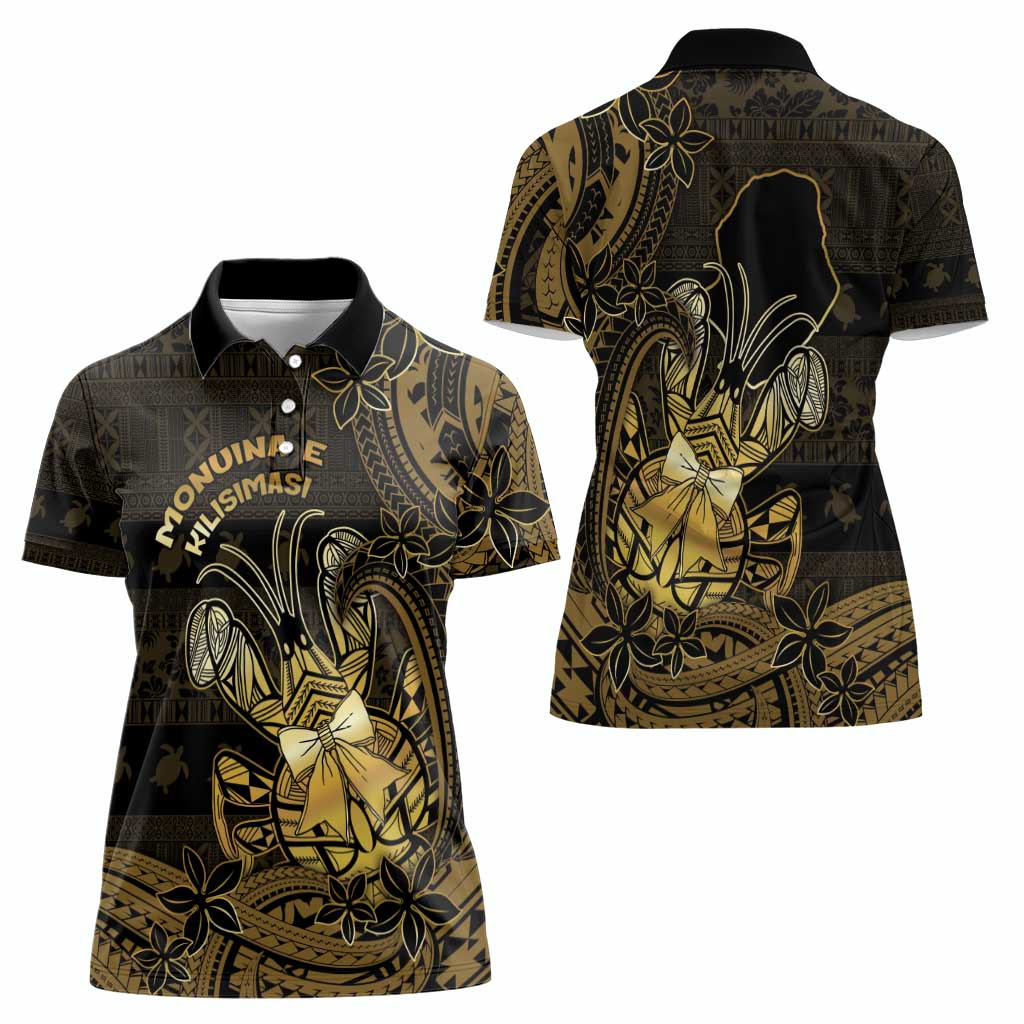 Niue Christmas Women Polo Shirt Niuean Crab Xmas Tribal Waves - Polynesian Pride