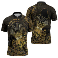 Niue Christmas Zipper Polo Shirt Niuean Crab Xmas Tribal Waves - Polynesian Pride