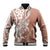 Hawaii Puakenikeni And Maile Lei Baseball Jacket Brown Polynesian Shark Tattoo DT05