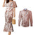 Hawaii Puakenikeni And Maile Lei Couples Matching Mermaid Dress and Long Sleeve Button Shirt Brown Polynesian Shark Tattoo DT05