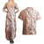 Hawaii Puakenikeni And Maile Lei Couples Matching Summer Maxi Dress and Hawaiian Shirt Brown Polynesian Shark Tattoo DT05