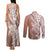 Hawaii Puakenikeni And Maile Lei Couples Matching Tank Maxi Dress and Long Sleeve Button Shirt Brown Polynesian Shark Tattoo DT05