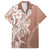 Hawaii Puakenikeni And Maile Lei Family Matching Off Shoulder Short Dress and Hawaiian Shirt Brown Polynesian Shark Tattoo DT05