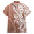 Hawaii Puakenikeni And Maile Lei Family Matching Off Shoulder Short Dress and Hawaiian Shirt Brown Polynesian Shark Tattoo DT05
