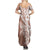 Hawaii Puakenikeni And Maile Lei Family Matching Summer Maxi Dress and Hawaiian Shirt Brown Polynesian Shark Tattoo DT05