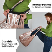 Hawaii Puakenikeni And Maile Lei Grocery Bag Brown Polynesian Shark Tattoo DT05