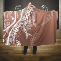 Hawaii Puakenikeni And Maile Lei Hooded Blanket Brown Polynesian Shark Tattoo DT05