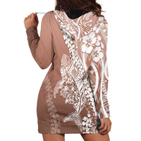 Hawaii Puakenikeni And Maile Lei Hoodie Dress Brown Polynesian Shark Tattoo DT05