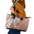 Hawaii Puakenikeni And Maile Lei Leather Tote Bag Brown Polynesian Shark Tattoo DT05