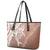 Hawaii Puakenikeni And Maile Lei Leather Tote Bag Brown Polynesian Shark Tattoo DT05
