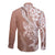 Hawaii Puakenikeni And Maile Lei Long Sleeve Button Shirt Brown Polynesian Shark Tattoo DT05