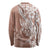 Hawaii Puakenikeni And Maile Lei Long Sleeve Shirt Brown Polynesian Shark Tattoo DT05