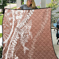 Hawaii Puakenikeni And Maile Lei Quilt Brown Polynesian Shark Tattoo DT05