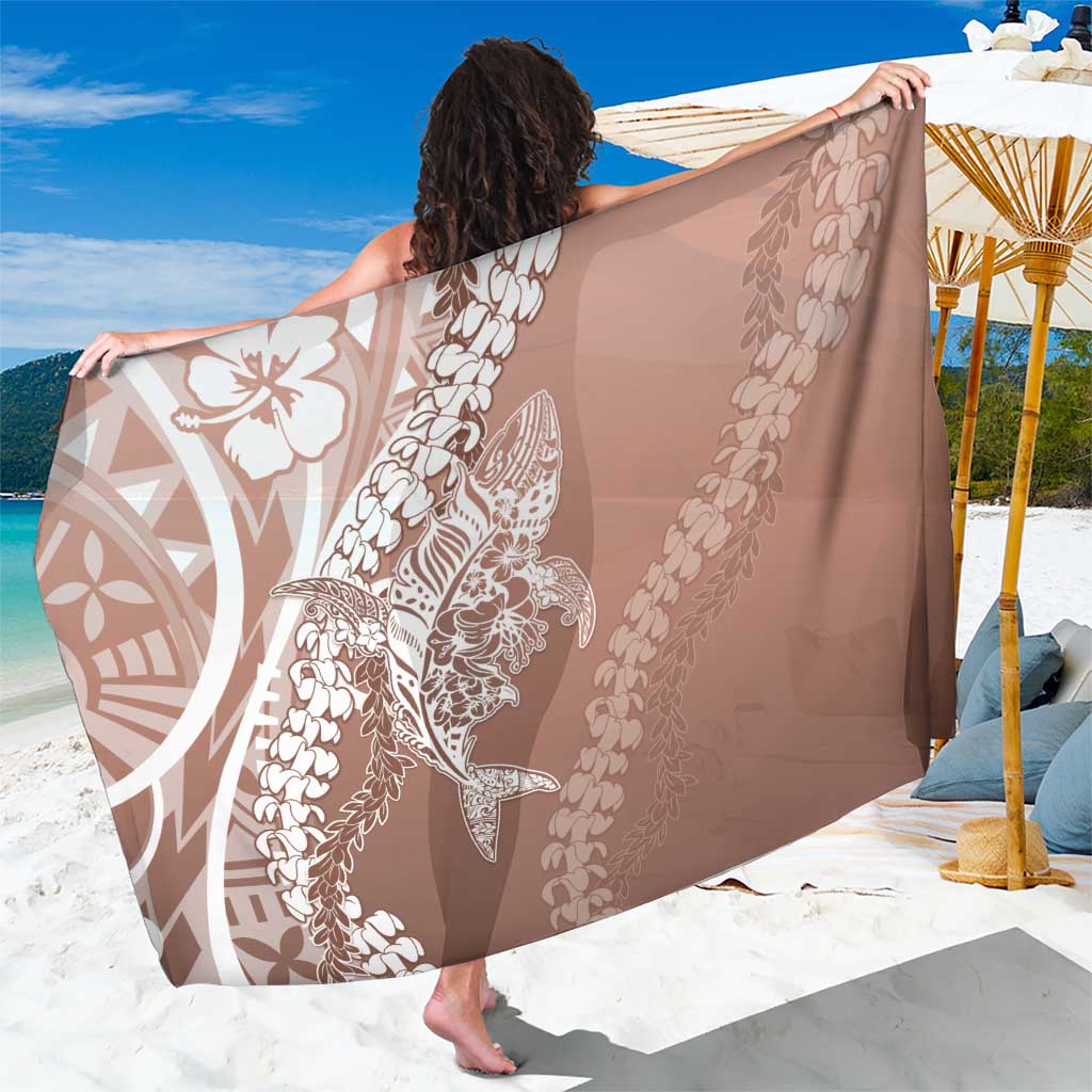 Hawaii Puakenikeni And Maile Lei Sarong Brown Polynesian Shark Tattoo DT05 One Size 44 x 66 inches Brown - Polynesian Pride