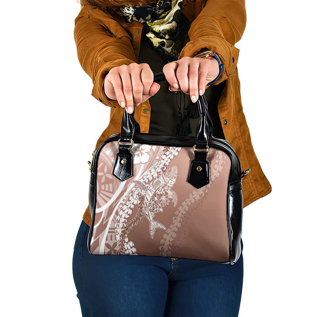 Hawaii Puakenikeni And Maile Lei Shoulder Handbag Brown Polynesian Shark Tattoo DT05 One Size Brown - Polynesian Pride
