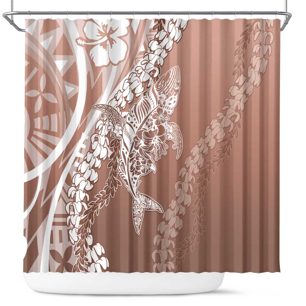 Hawaii Puakenikeni And Maile Lei Shower Curtain Brown Polynesian Shark Tattoo DT05 Brown - Polynesian Pride