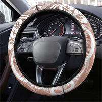 Hawaii Puakenikeni And Maile Lei Steering Wheel Cover Brown Polynesian Shark Tattoo DT05