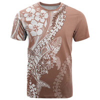 Hawaii Puakenikeni And Maile Lei T Shirt Brown Polynesian Shark Tattoo DT05