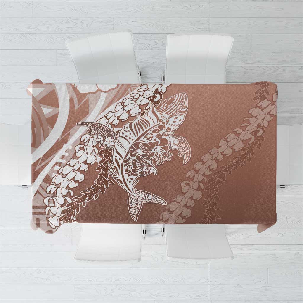 Hawaii Puakenikeni And Maile Lei Tablecloth Brown Polynesian Shark Tattoo DT05