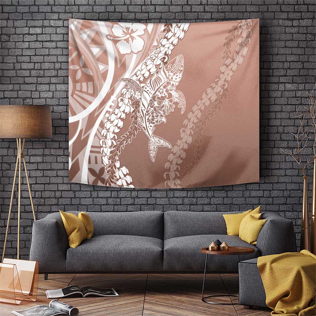 Hawaii Puakenikeni And Maile Lei Tapestry Brown Polynesian Shark Tattoo DT05 Brown - Polynesian Pride
