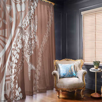 Hawaii Puakenikeni And Maile Lei Window Curtain Brown Polynesian Shark Tattoo DT05