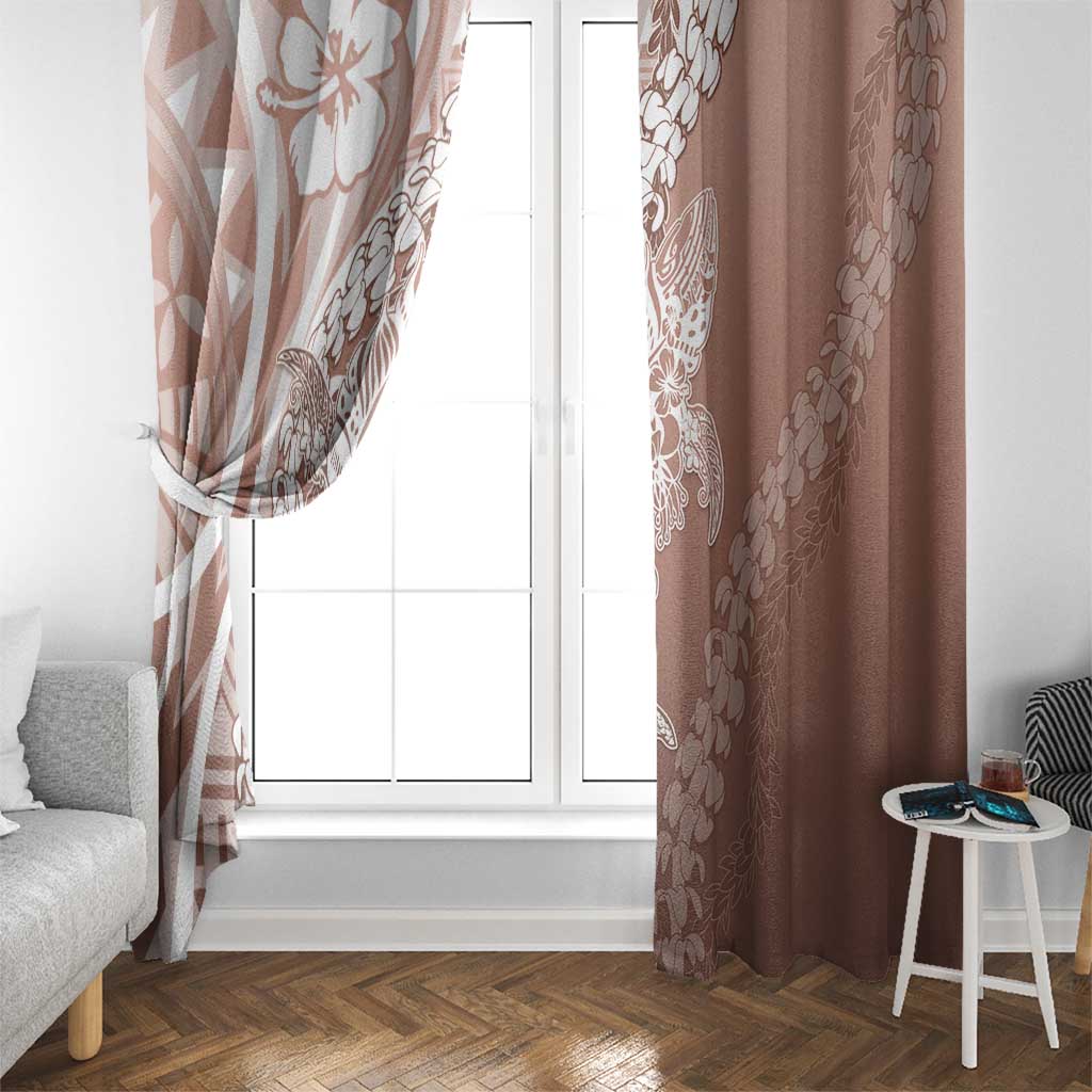 Hawaii Puakenikeni And Maile Lei Window Curtain Brown Polynesian Shark Tattoo DT05