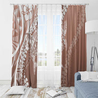 Hawaii Puakenikeni And Maile Lei Window Curtain Brown Polynesian Shark Tattoo DT05