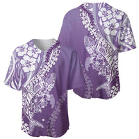 Hawaii Puakenikeni And Maile Lei Baseball Jersey Violet Polynesian Shark Tattoo DT05
