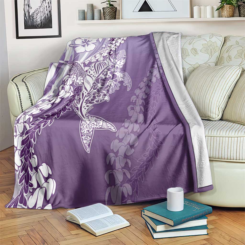 Hawaii Puakenikeni And Maile Lei Blanket Violet Polynesian Shark Tattoo DT05