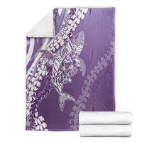 Hawaii Puakenikeni And Maile Lei Blanket Violet Polynesian Shark Tattoo DT05