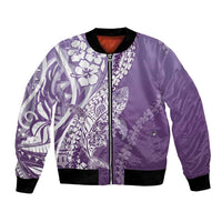 Hawaii Puakenikeni And Maile Lei Bomber Jacket Violet Polynesian Shark Tattoo DT05 Unisex Violet - Polynesian Pride