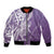 Hawaii Puakenikeni And Maile Lei Bomber Jacket Violet Polynesian Shark Tattoo DT05