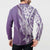 Hawaii Puakenikeni And Maile Lei Button Sweatshirt Violet Polynesian Shark Tattoo DT05