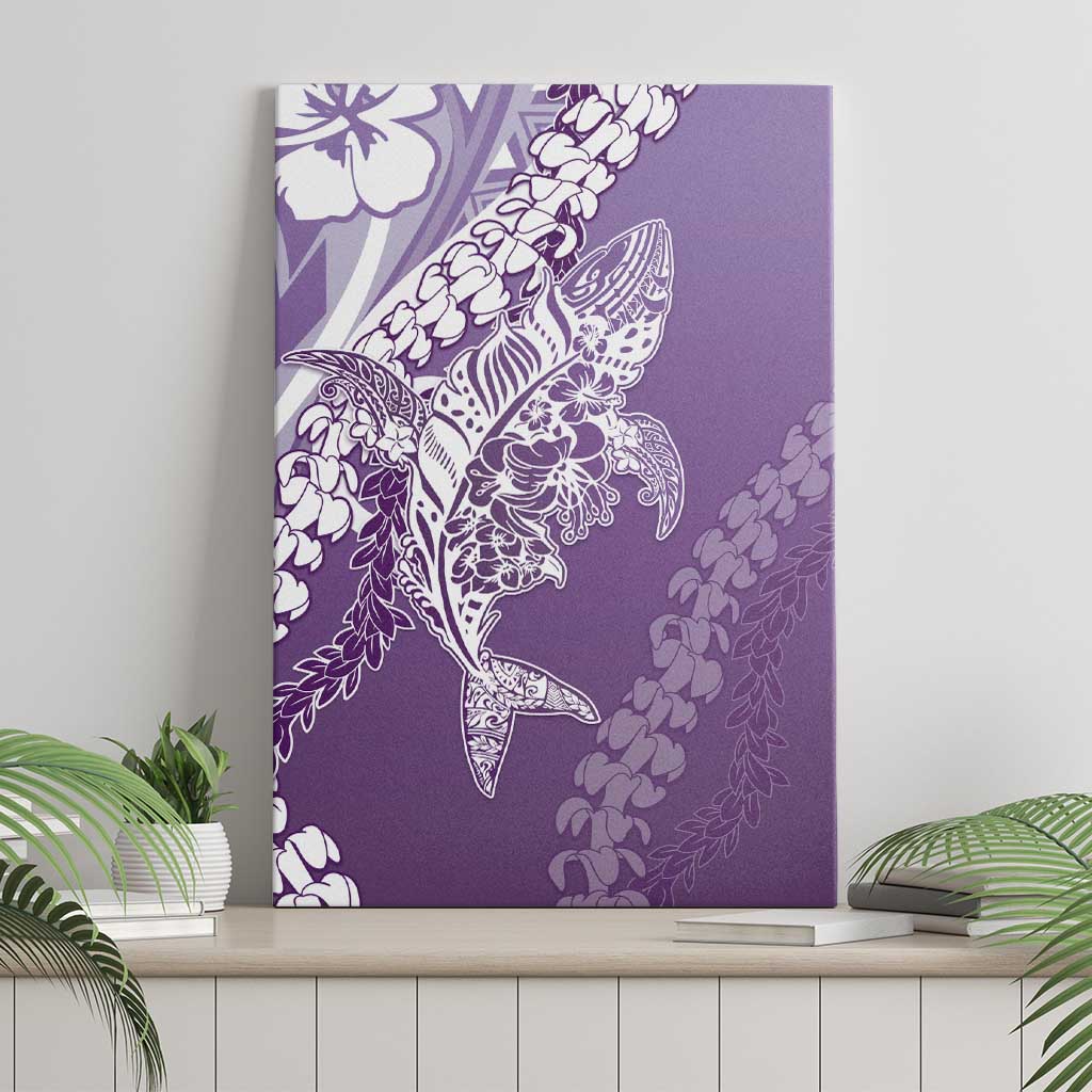 Hawaii Puakenikeni And Maile Lei Canvas Wall Art Violet Polynesian Shark Tattoo DT05