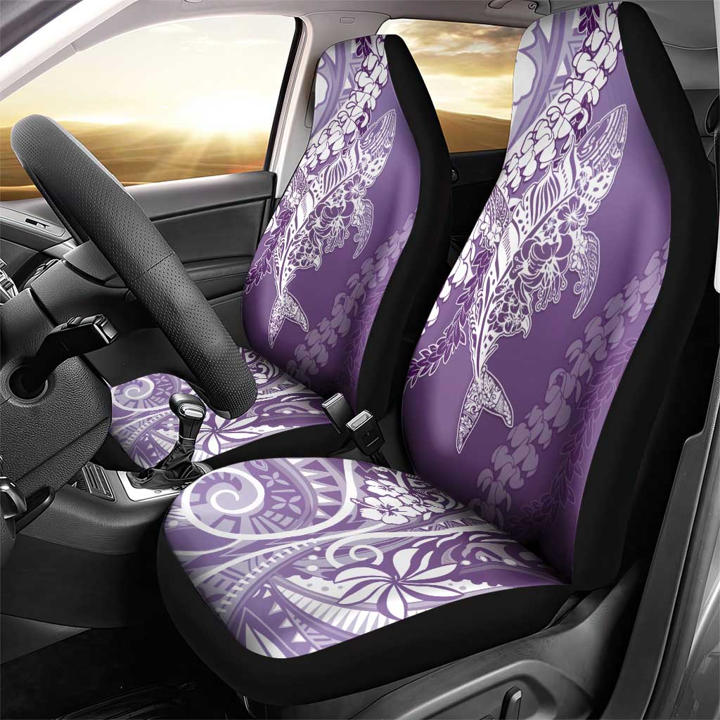 Hawaii Puakenikeni And Maile Lei Car Seat Cover Violet Polynesian Shark Tattoo DT05